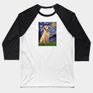 Starry Night Adapted to Include a Yellow Labrador Retriever Baseball T-Shirt